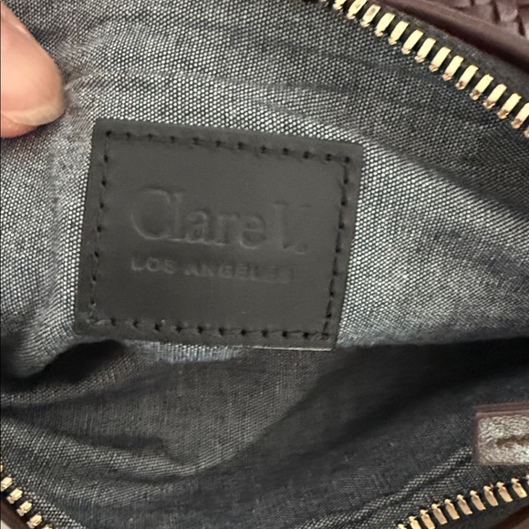 Retired color CLARE V Petit Moyen Crossbody Bag in burgundy. - Picture 10 of 16